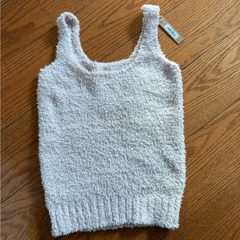SKIMS Cozy Knit Fuzzy Tank Top – Light Tan / Nude Blush – XXS/XS – NWT